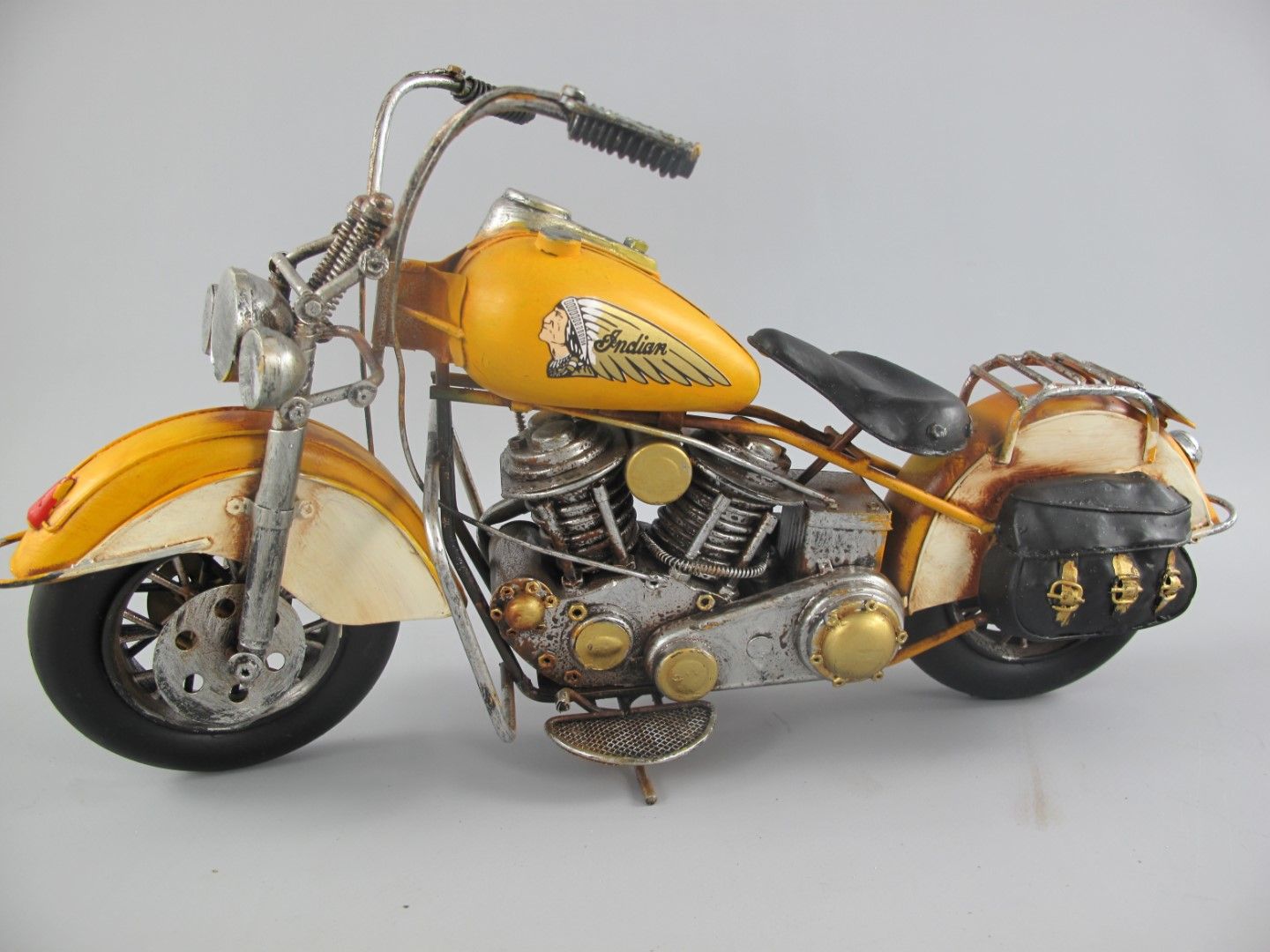 Blechmodell - Motorrad USA Indian Motorcycle, gelb, 42 cm
