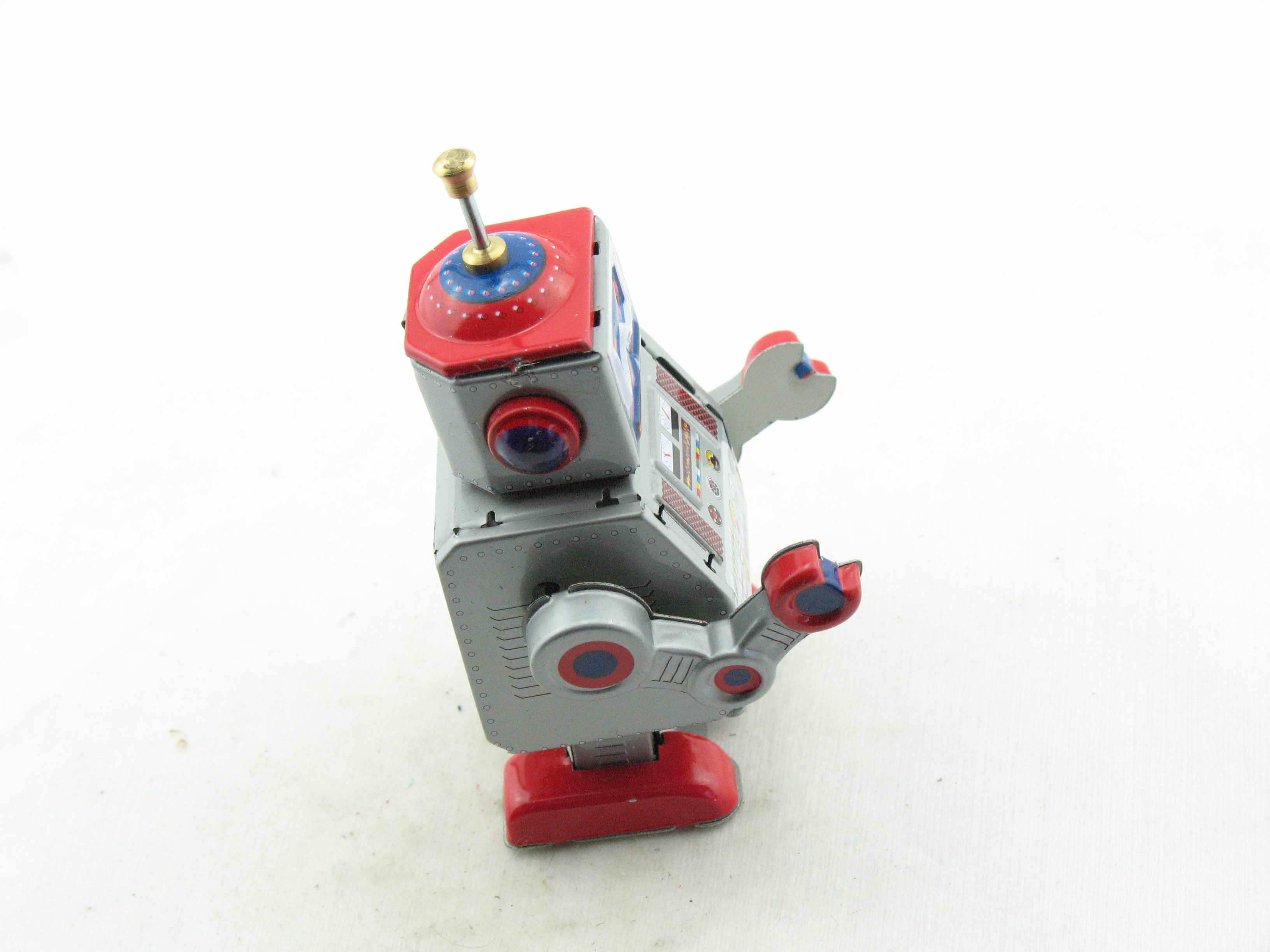 Blechspielzeug - Roboter, 10 cm silber/rot