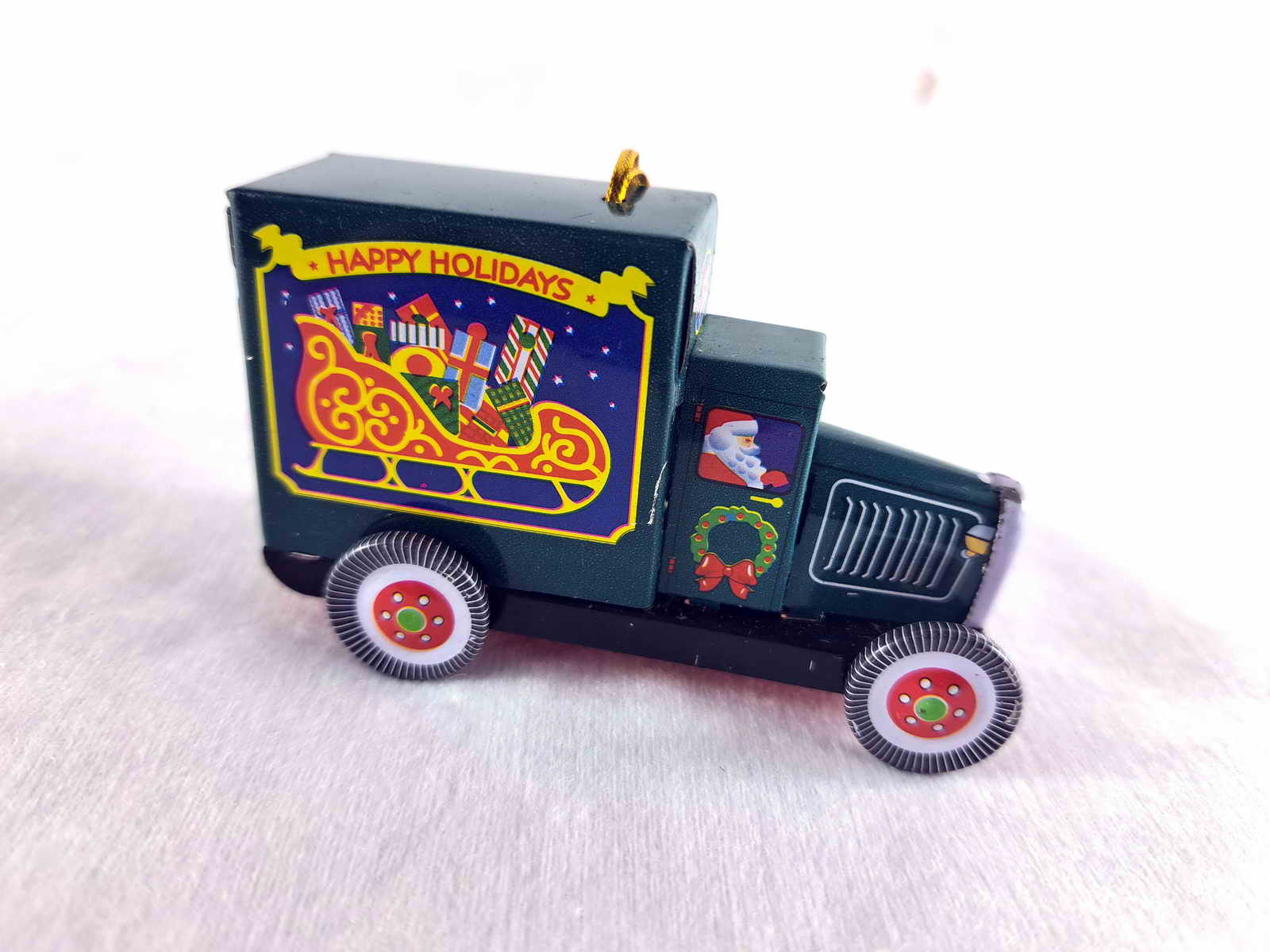 Blechspielzeug - Deko Lastwagen grün, Weihnachten