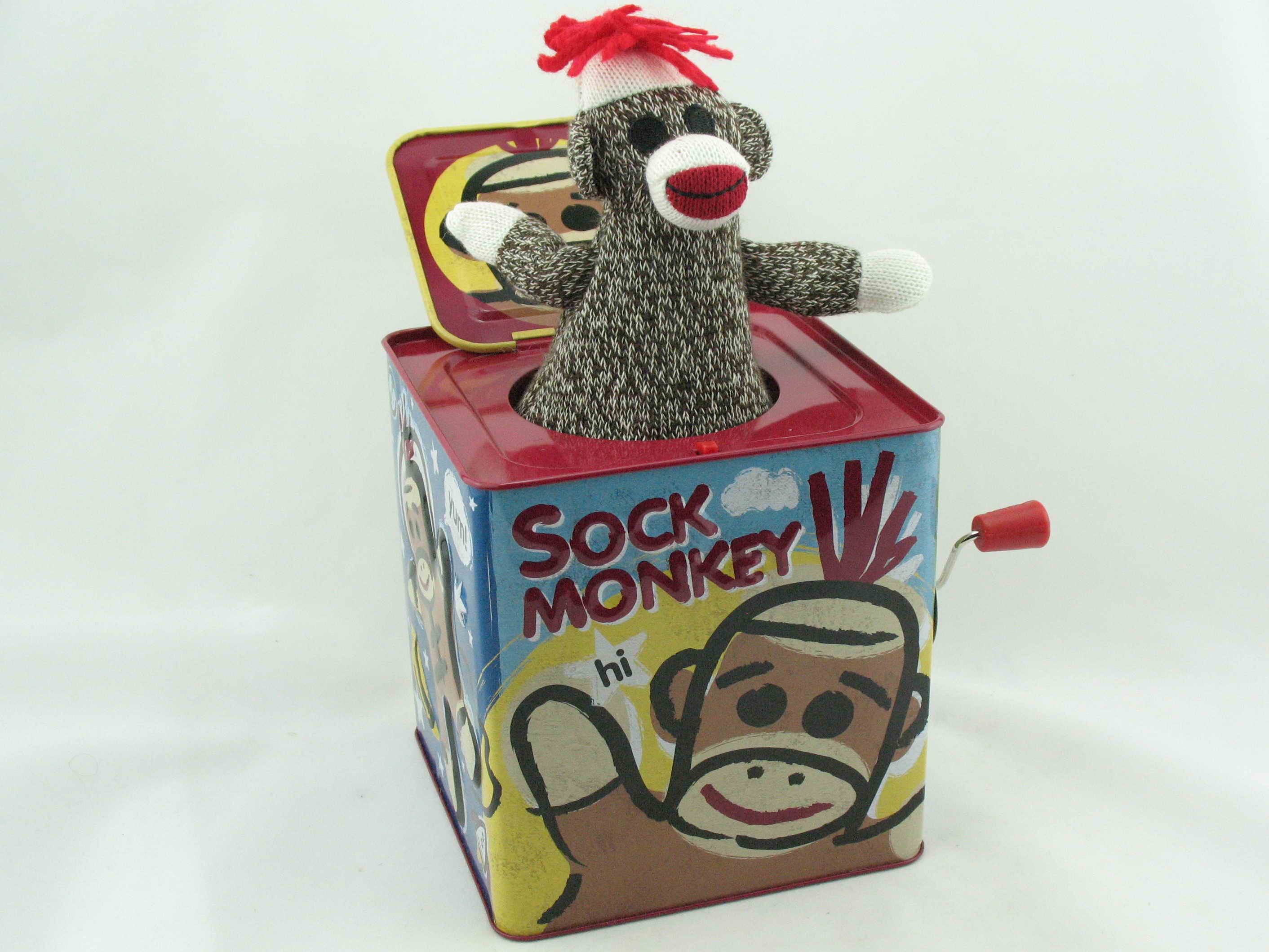 Blechspielzeug - Jack in the Box Socken Affe SMJB
