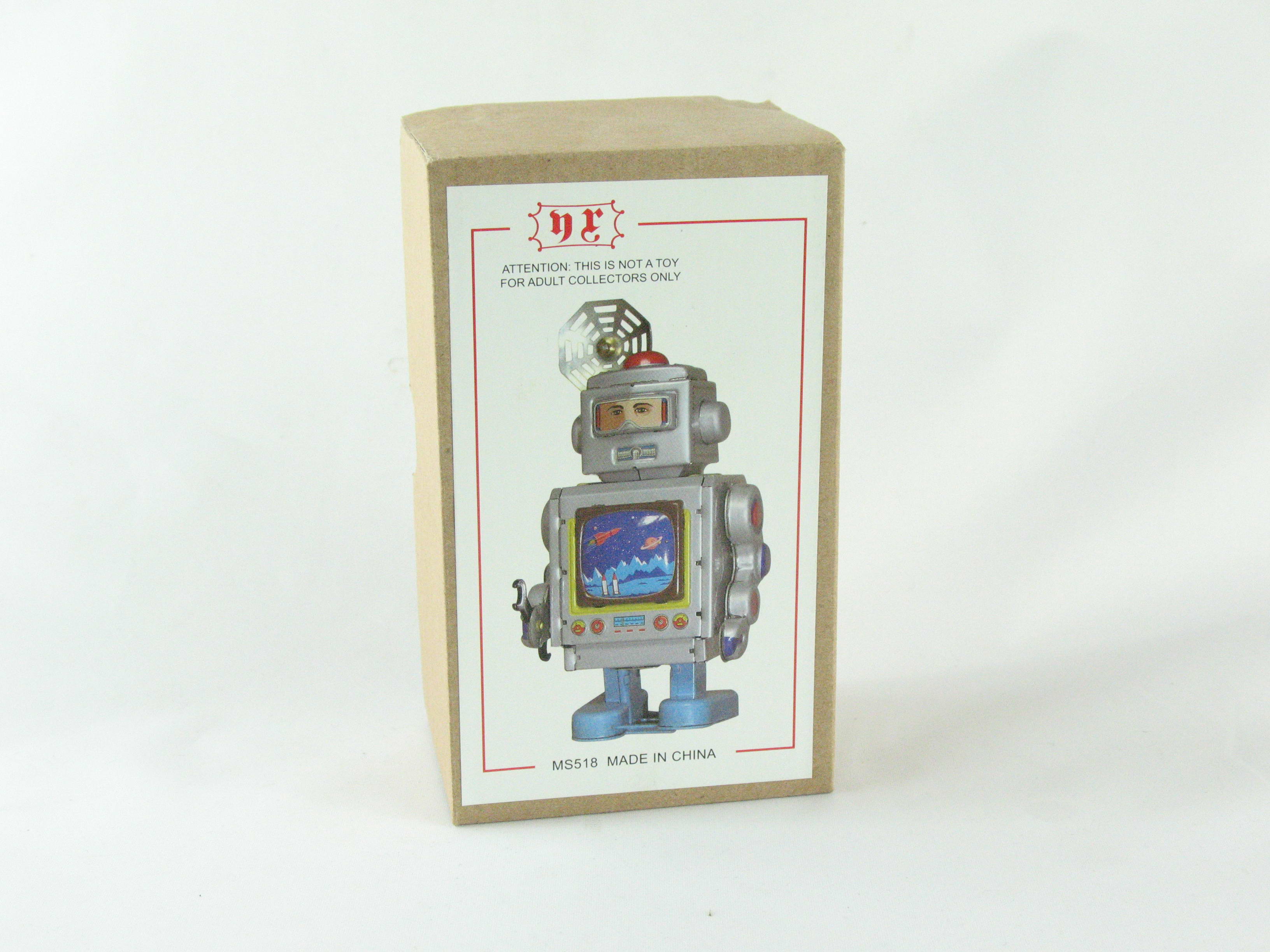 Blechspielzeug - Roboter mit Satellitenantenne, silber