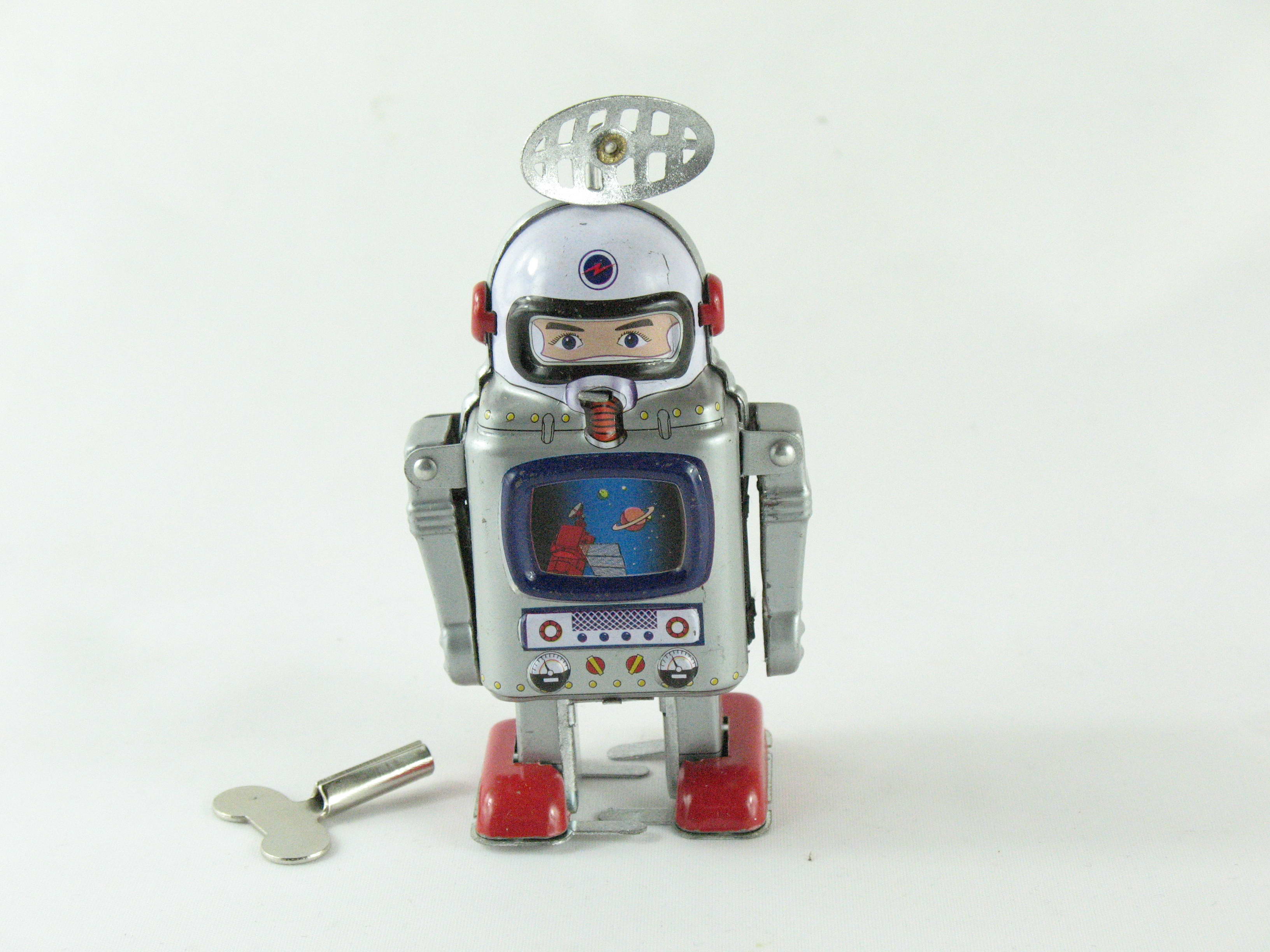 Blechspielzeug - Roboter Astronaut mit Monitor und Antenne