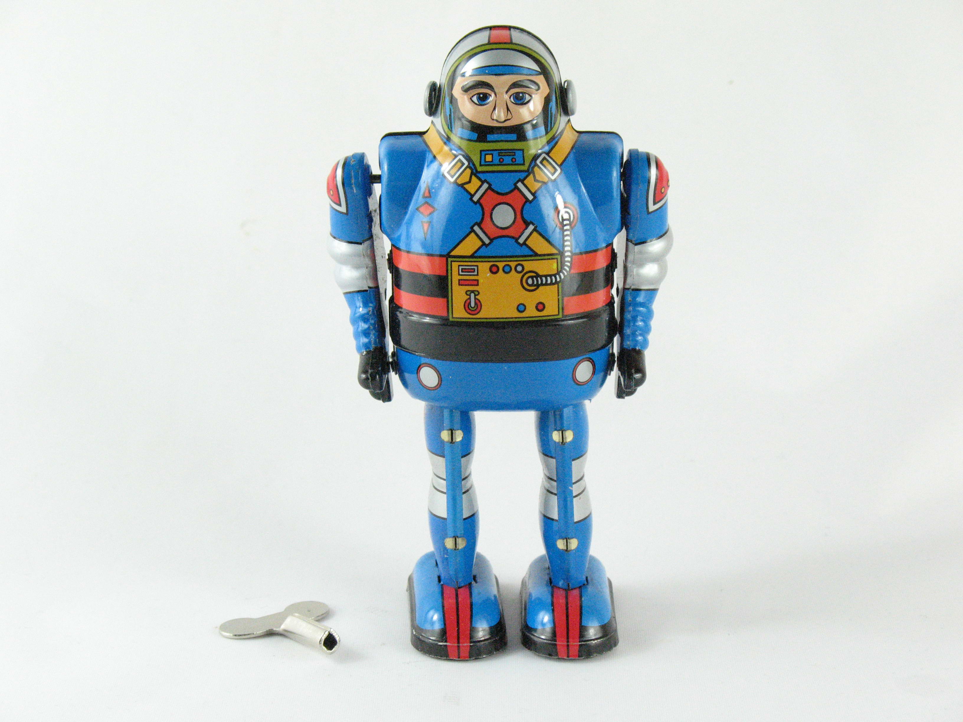 Blechspielzeug - Roboter Astronaut mit beweglichen Armen, blau, ca. 13 cm