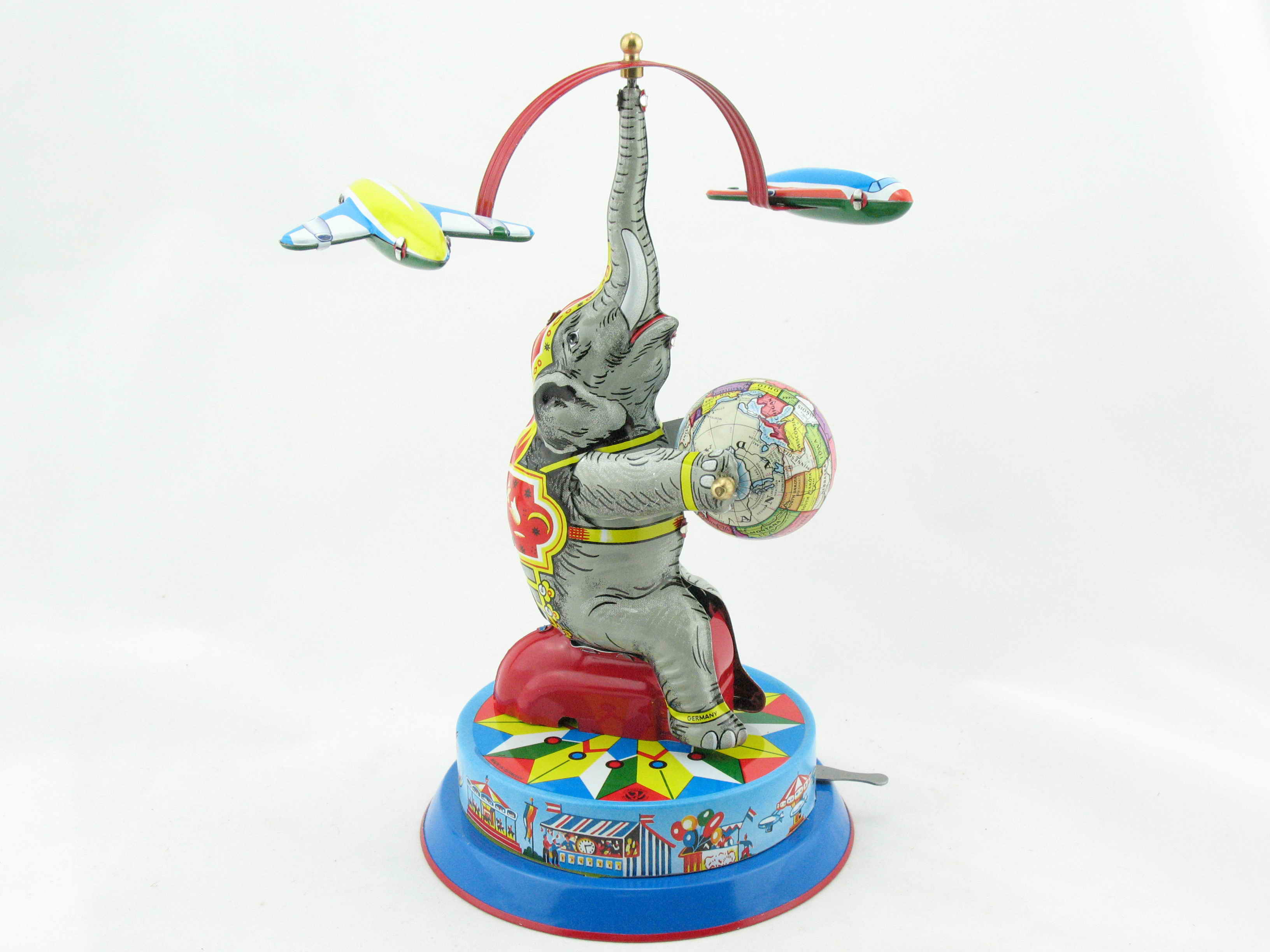 Blechspielzeug - Karussell Elefant mit Flugzeugen, made in Germany