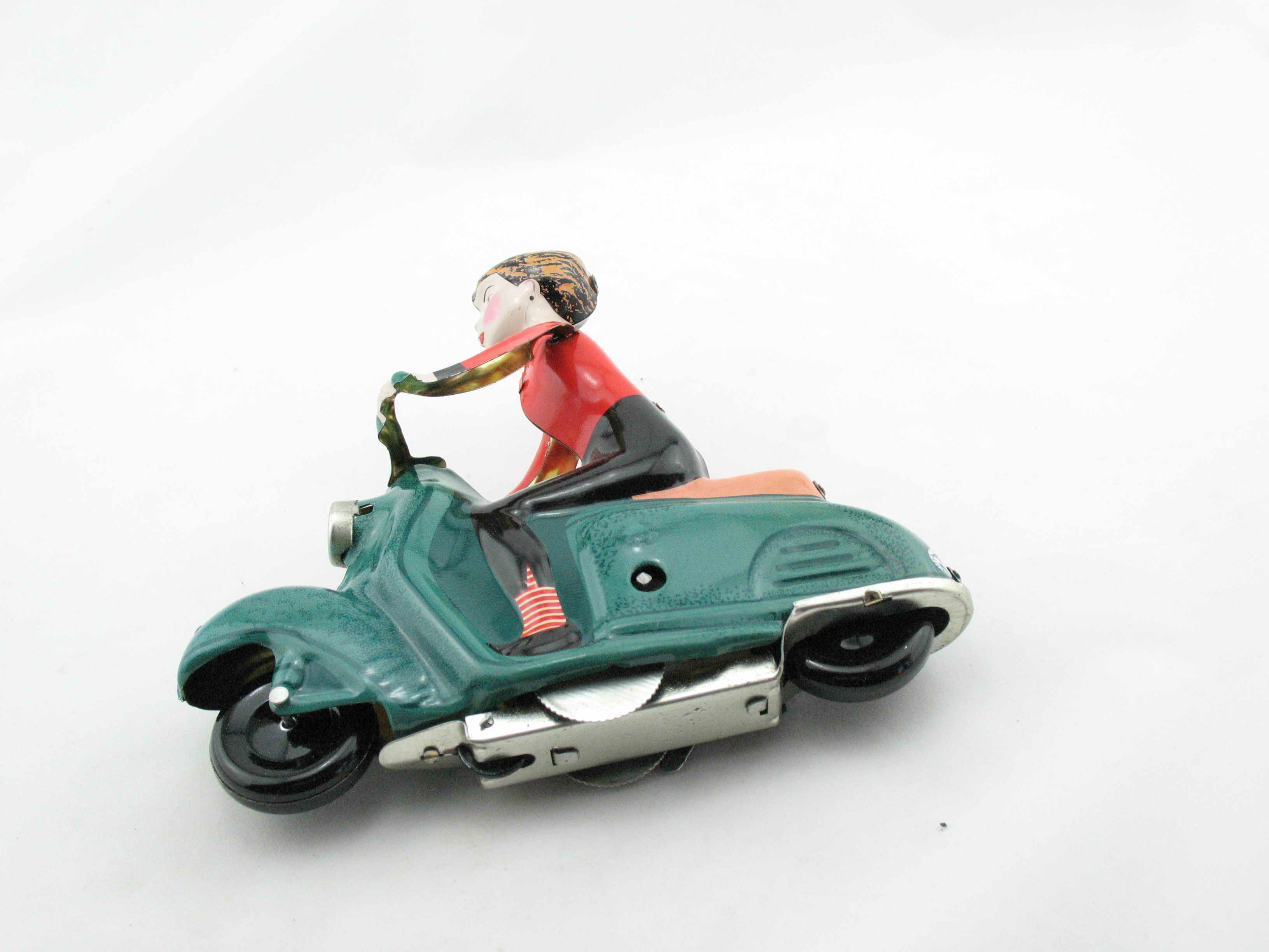 Blechspielzeug - Motorrad Scooter Girl auf Motorroller, grün