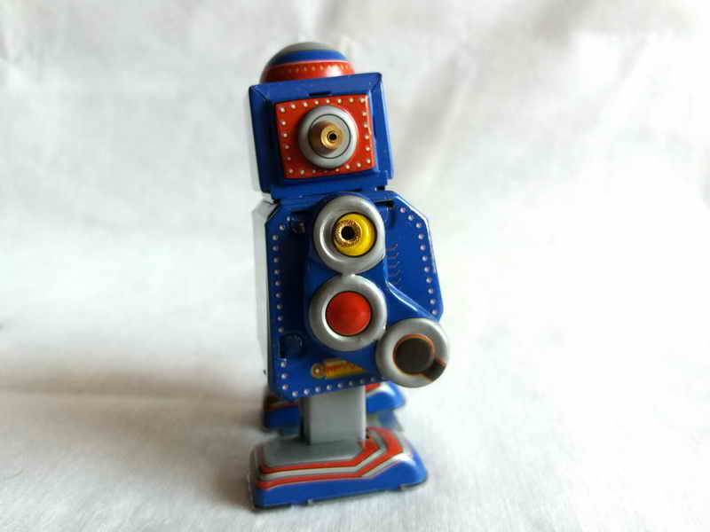 Blechspielzeug - Gehender Roboter, mini blau, Neuheit 2021