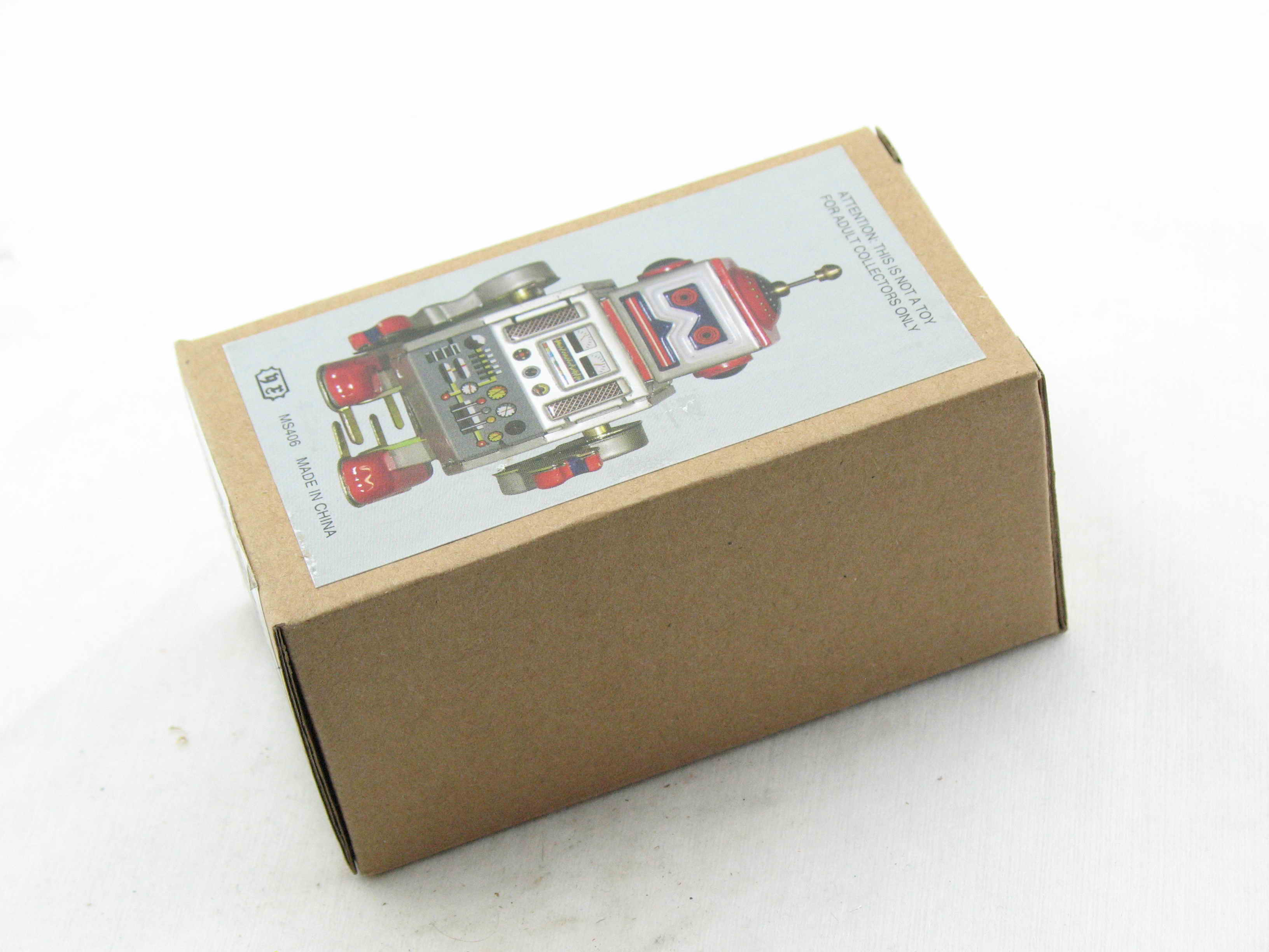 Blechspielzeug - Roboter, 10 cm silber/rot