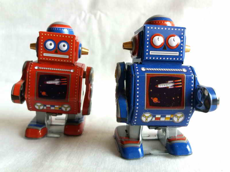 Blechspielzeug - Gehender Roboter, mini rot, Neuheit 2021