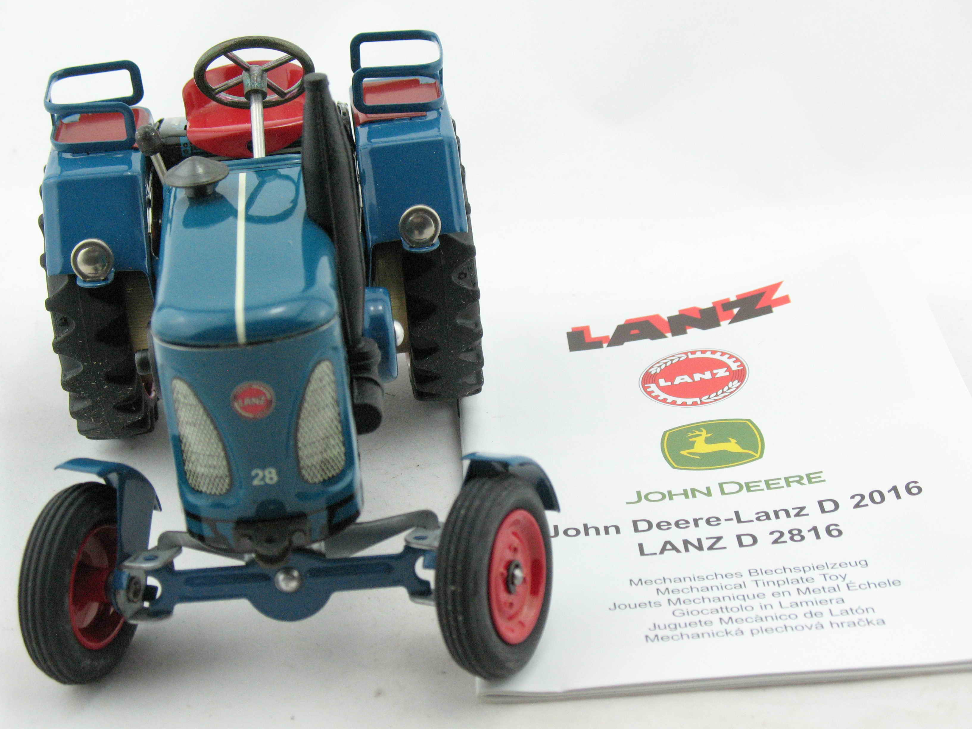 blau Lanz Traktor D 2816 mit Federwerk-Antrieb Mechanisches Blechspielzeug 