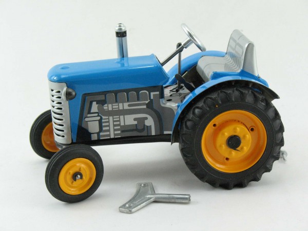 Traktor Zetor blau mit METALLFELGEN, Kovap-Neuheit 2019 – Blechspielzeug