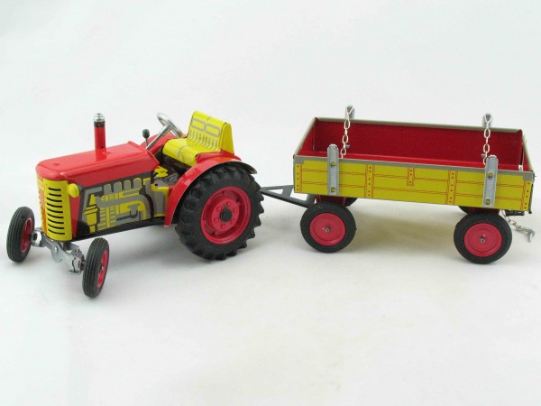 Traktor ZETOR mit Anhänger, rot von KOVAP - Blechspielzeug