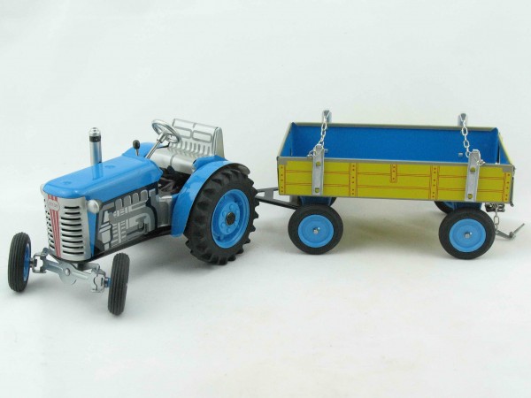 Traktor ZETOR mit Anhänger, blau, Neuheit 2015 von KOVAP - Blechspielzeug