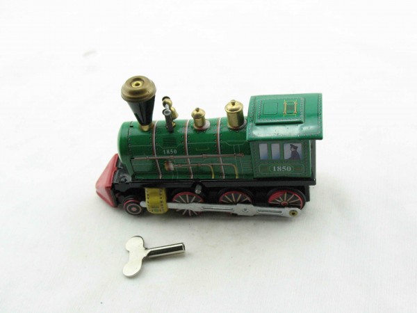 Blechspielzeug - Dampflok, Modell 1850, grün