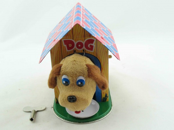 Blechspielzeug - Blechhundehaus mit bellendem Hund